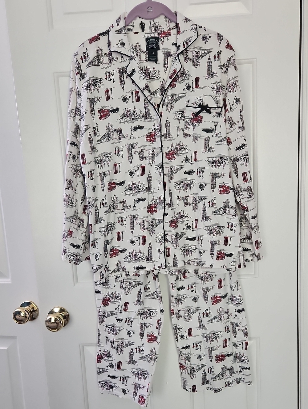 Laura Ashley White Pajama Set with London Print
